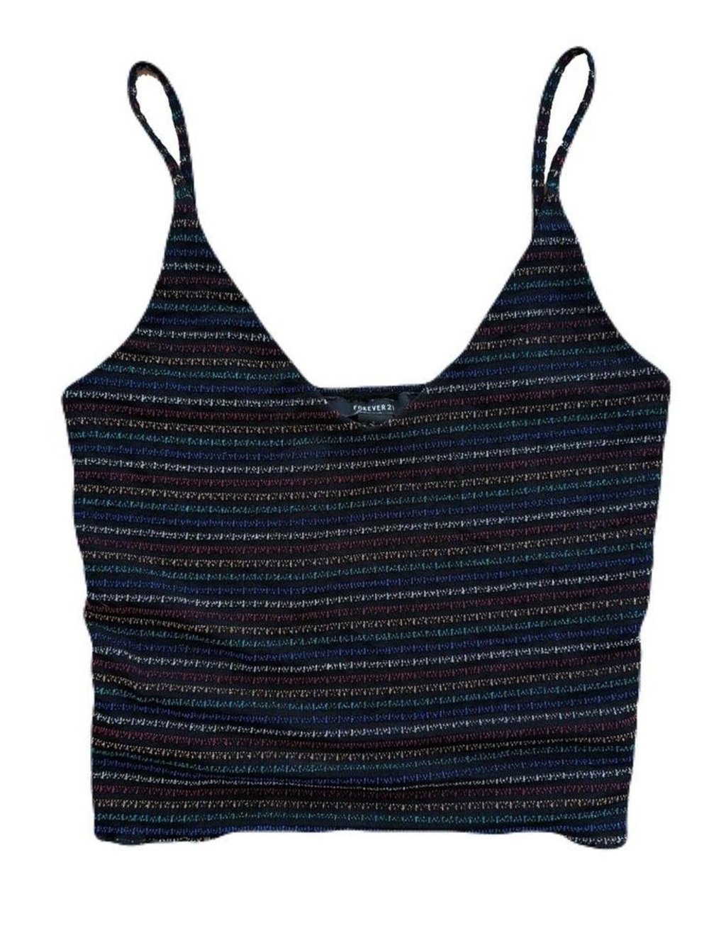Forever 21 Metallic Rainbow Striped Cami Crop Top Small